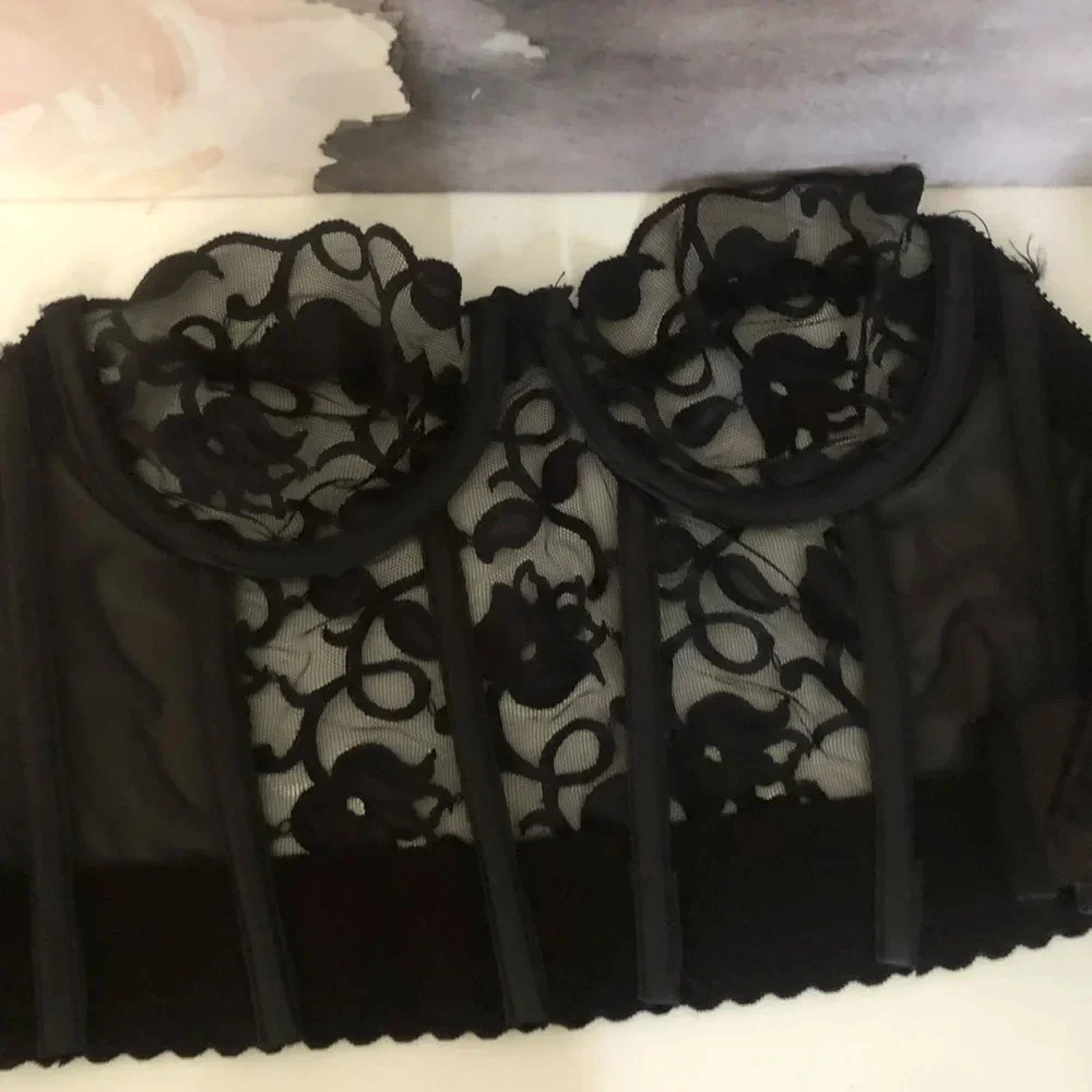 . Vintage Victoria Secret Bustier Corset Black lace
